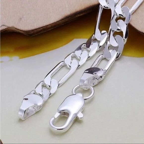 Men’s 925 Sterling Silver Figaro Chain Bracelet Unisex - Picture 7 of 10